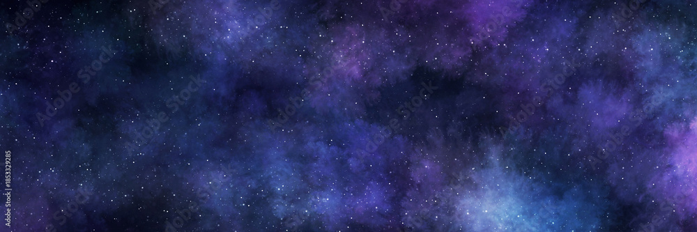 Fototapeta premium Swirling Blue and Purple Nebula with Starfield