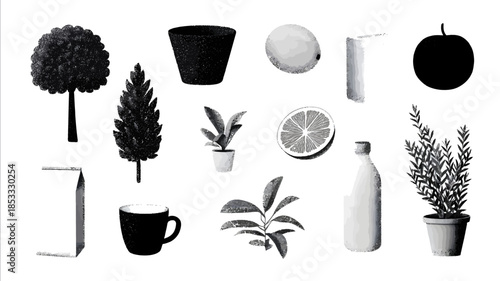 Set of Hand drawn doodle elements for concept design isolated on white background vector illustration white background pencil texture bold pencil