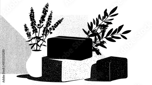 black and white soap vector style minimal
