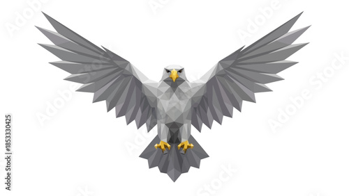 Majestic gray eagle spreads wings in geometric style