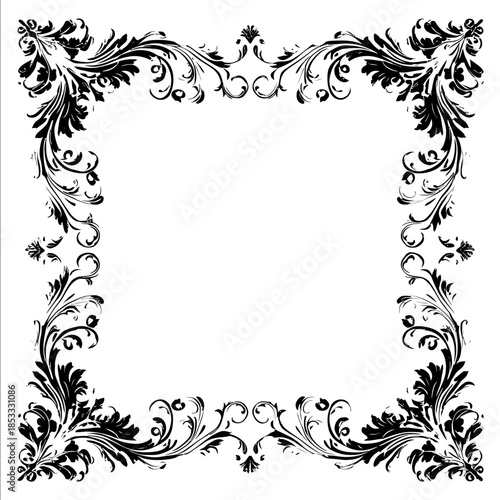 Bella Epoque frame design that would be found in Monte Carlo Black and white design on white background