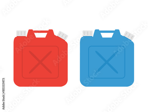 灯油をいれる赤色と青色のポリタンクのイラスト