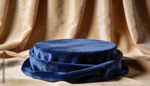Elegant velvet podium 3D rendering for fashion and jewelry luxury showcase