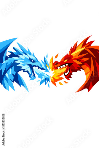 Digital Art Masterpiece: Clash of Ice and Fire Dragons