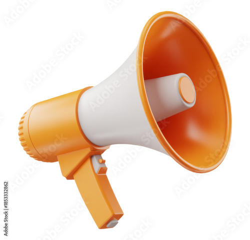 Creative 3D Megaphone with Orange Handle for Communication and Outreach