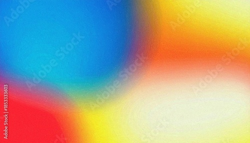 グラデーション 抽象的 色彩 鮮やか 混合 赤 青 黄色 質感 ノイズ 粒子 流れ 拡散 現代的 アート 柔らかな 変化 融合 多彩 コントラスト 背景