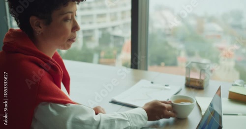 Work station scene, Focused work with laptop and warm lighting