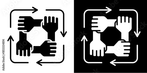 Collaborative Hands  Icon Set White Style Collection