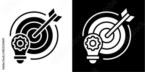 Purpose Target  Icon Set White Style Collection