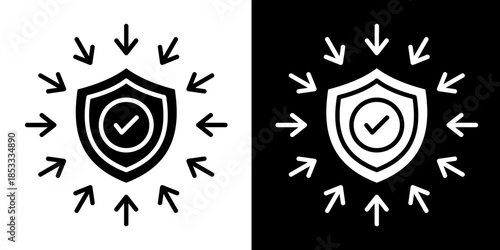 Resilience Shield  Icon Set White Style Collection