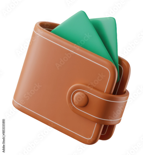 Modern 3D Wallet with Green Card Slots and Leather-Like Texture for Practical Use