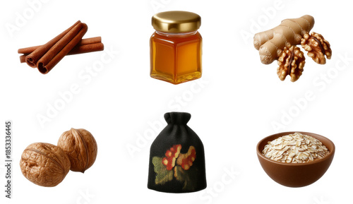 Autumn Ingredients in Watercolor Illustration for Cooking and Recipe Use