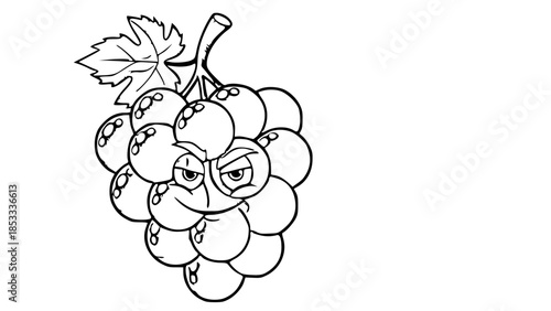 Expressive cartoon fruit icon set showing different Fruit icons-emotions and poses, apple, banana, orange, strawberry and grape, smiling, winking, surprised expressions