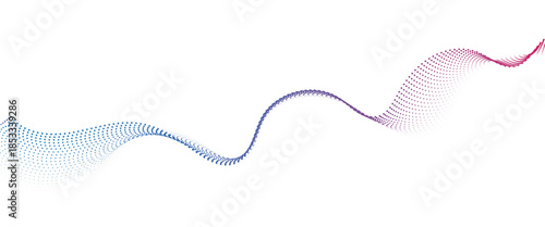 Flowing Dot Wave halftone gradient pattern on transparent background	
