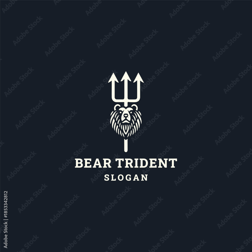 Obraz premium Bear trident logo icon design template vector illustration