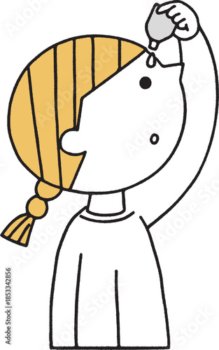 目薬を指す女の子単色