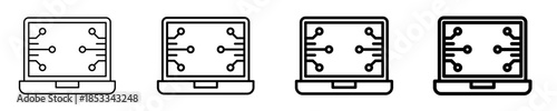 Laptop Icon Set Different Style Collection