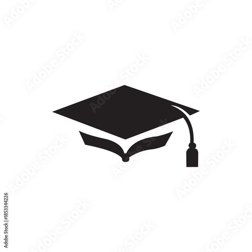 A sleek and professional graphic mark that integrates a graduation cap (mortarboard) with an open book.
