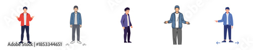 Decision Making Male Characters Flat Vector Illustration Choice Direction Concept