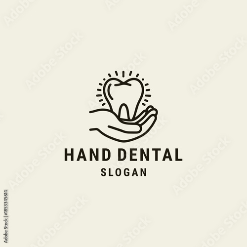 Hand dental logo design template vector illustration