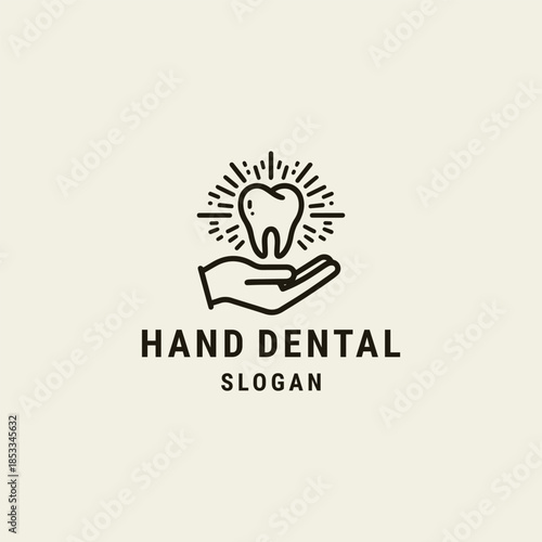 Hand dental logo design template vector illustration