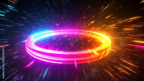 Neon Ring Portal - A Vibrant Sci-Fi Gateway.