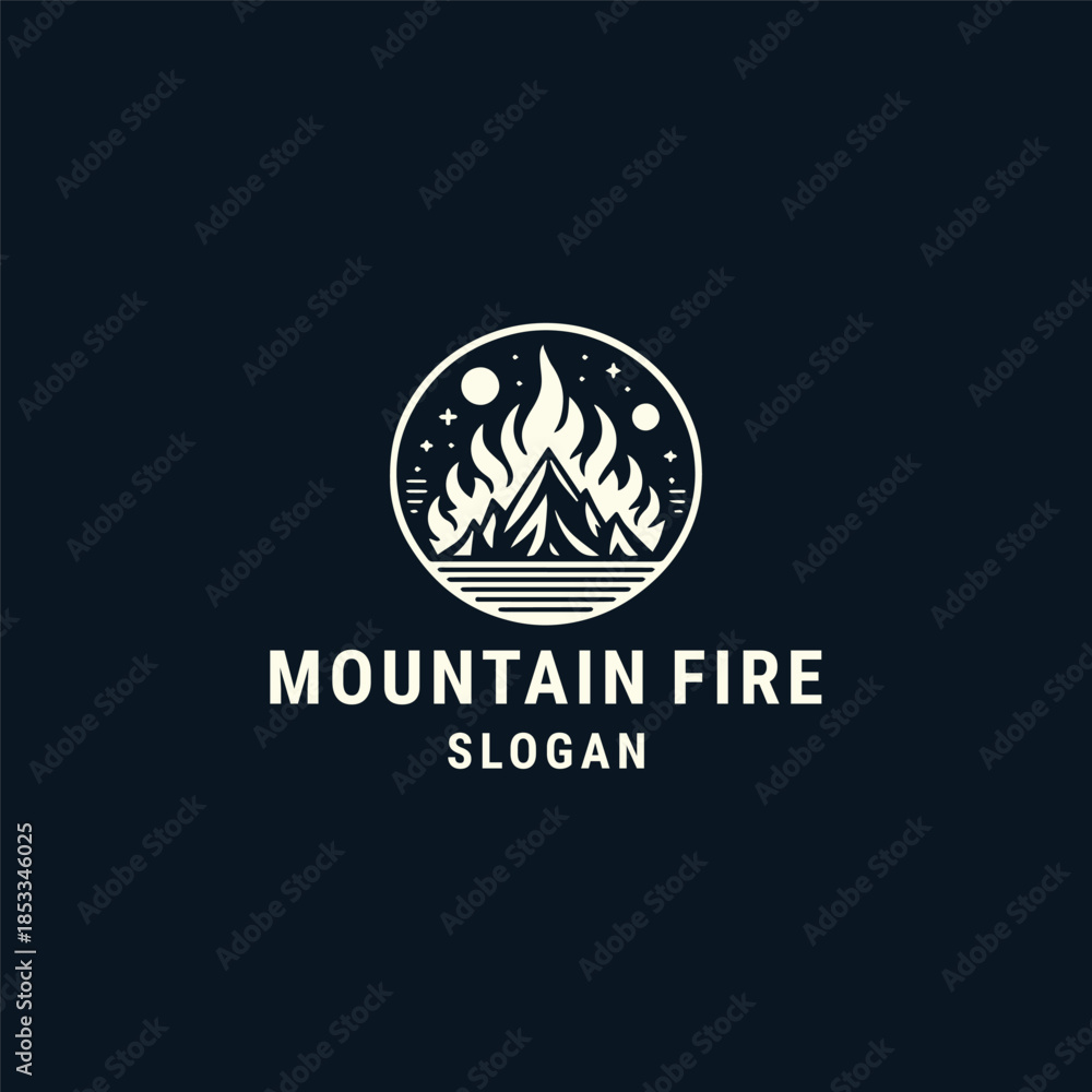 Fototapeta premium Mountain fire logo design template vector illustration