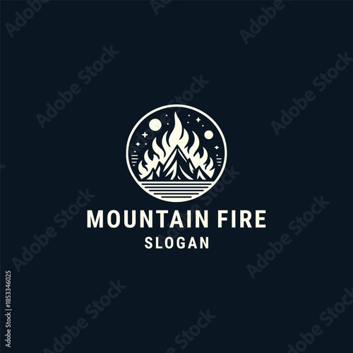 Mountain fire logo design template vector illustration