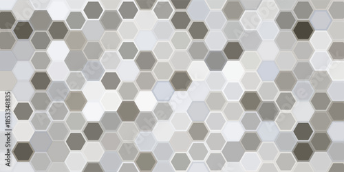 Seamless grey hexagon tile pattern. Honeycomb ceramic tiled texture for bathroom wall, kitchen floor, pool surface. Repeating mosaic grid background. Repeated light blue wallpaper. Vector backdrop