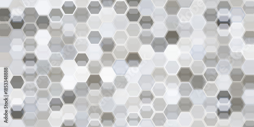 Seamless grey hexagon tile pattern. Honeycomb ceramic tiled texture for bathroom wall, kitchen floor, pool surface. Repeating mosaic grid background. Repeated light blue wallpaper. Vector backdrop