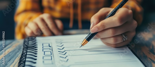 Woman Planning Tasks in Notepad