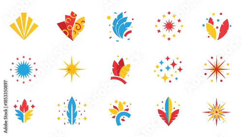 Abstract Feather and Starburst Icons Set Elegant Vector Graphics for Design and Branding
