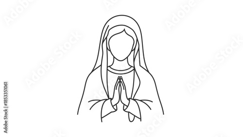 Simple Line Drawing of a Woman in Prayer.