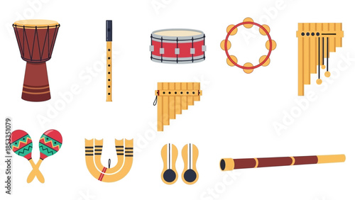 Collection of Musical Instruments for Music, Performance, and Entertainment in Creative Education