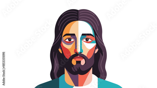Jesus Christ portrait in vibrant pop art style with a modern aesthetic.