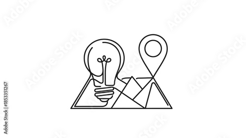 Lightbulb and Map Pin Idea Location Concept.