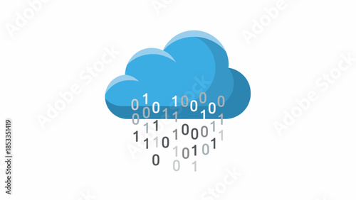 Digital Data Flowing from Cloud Server, Representing Secure Information Storage and Transfer