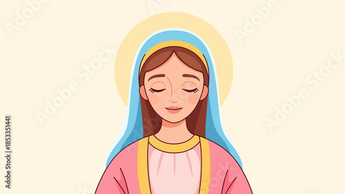 Portrait of a serene woman with eyes closed and a halo.