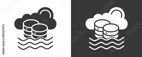 Data Lake Icon Set Vector Collection Isolated In Black And White