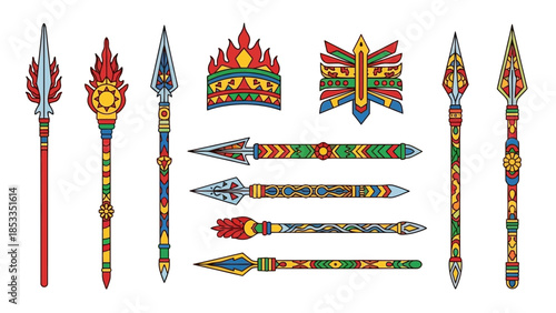 Colorful Spear Collection Intricate Designs and Diverse Styles for Cultural and Decorative Use