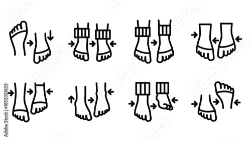 Foot and Ankle Anatomy Illustration of Various Foot and Ankle Positions and Movements