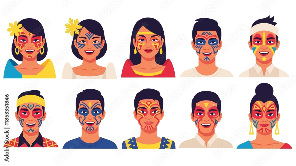 Φωτογραφία Sinulog Diverse Faces of Culture A Colorful Collection of People with Traditiona