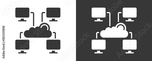 Distributed Computing Icon Set Vector Collection Isolated In Black And White