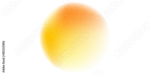 Orange circle gradient noise gradation. Abstract color watercolor blur mesh shape on white background. Gradient aura, grain neon blob with noise effect vector illustration.