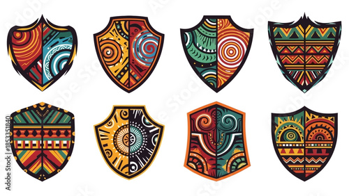 Shields A Colorful Collection of Decorative and Artistic Designs, Perfect for Emblems