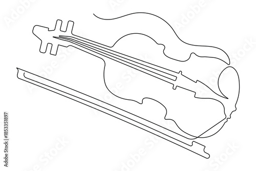 Classical music violin single line art minimal style illustration isolated