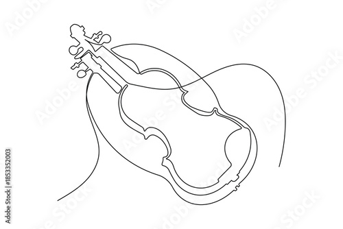 Minimalist style violin illustration continuous line drawing isolated