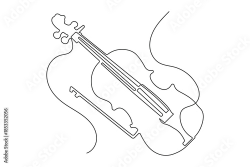Minimalist violin continuous line drawing simple style musical outline