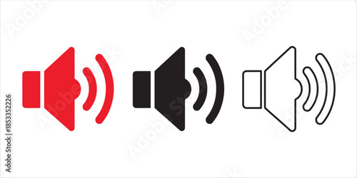 Dynamic Audio Icon Variations: Three audio icons, featuring distinct styles, dynamically express sound. Capturing a range of tonal qualities and intensities, creating an auditory experience