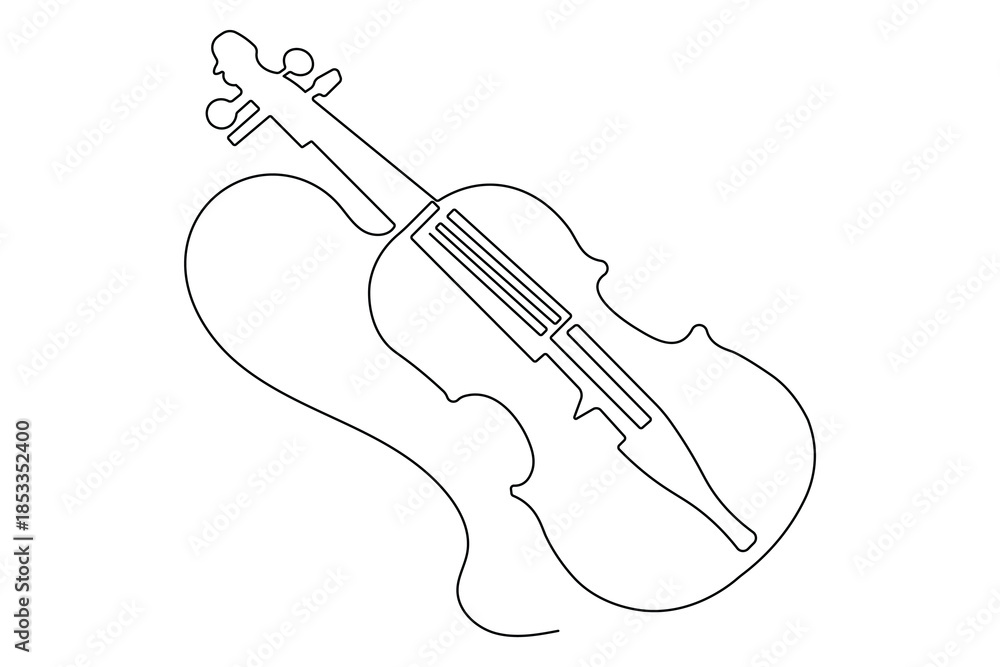 Fototapeta premium Violin icon continuous one line drawing minimalist style isolate outline
